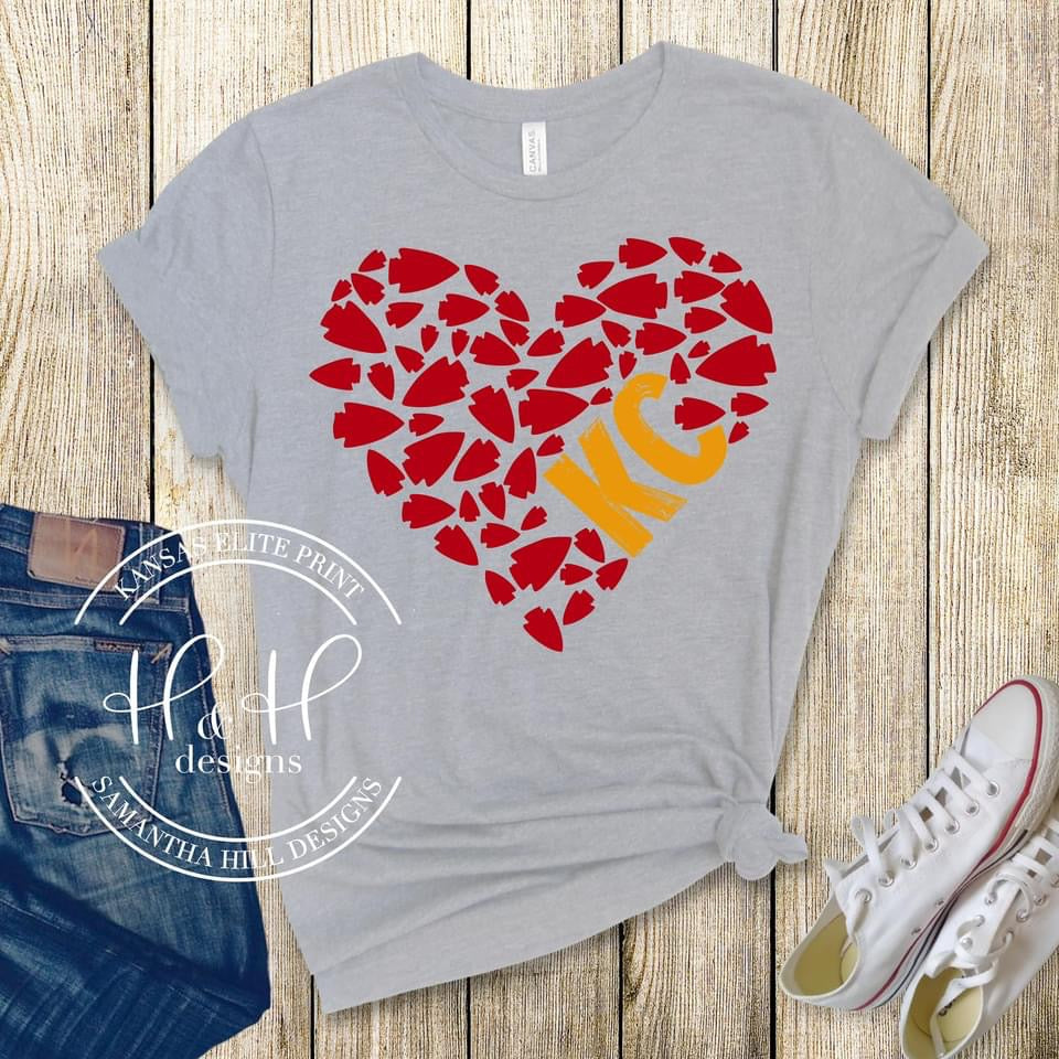 Chiefs Shirt KC Chiefs Heart Love Shirt Chiefs T Shirt Love Heart