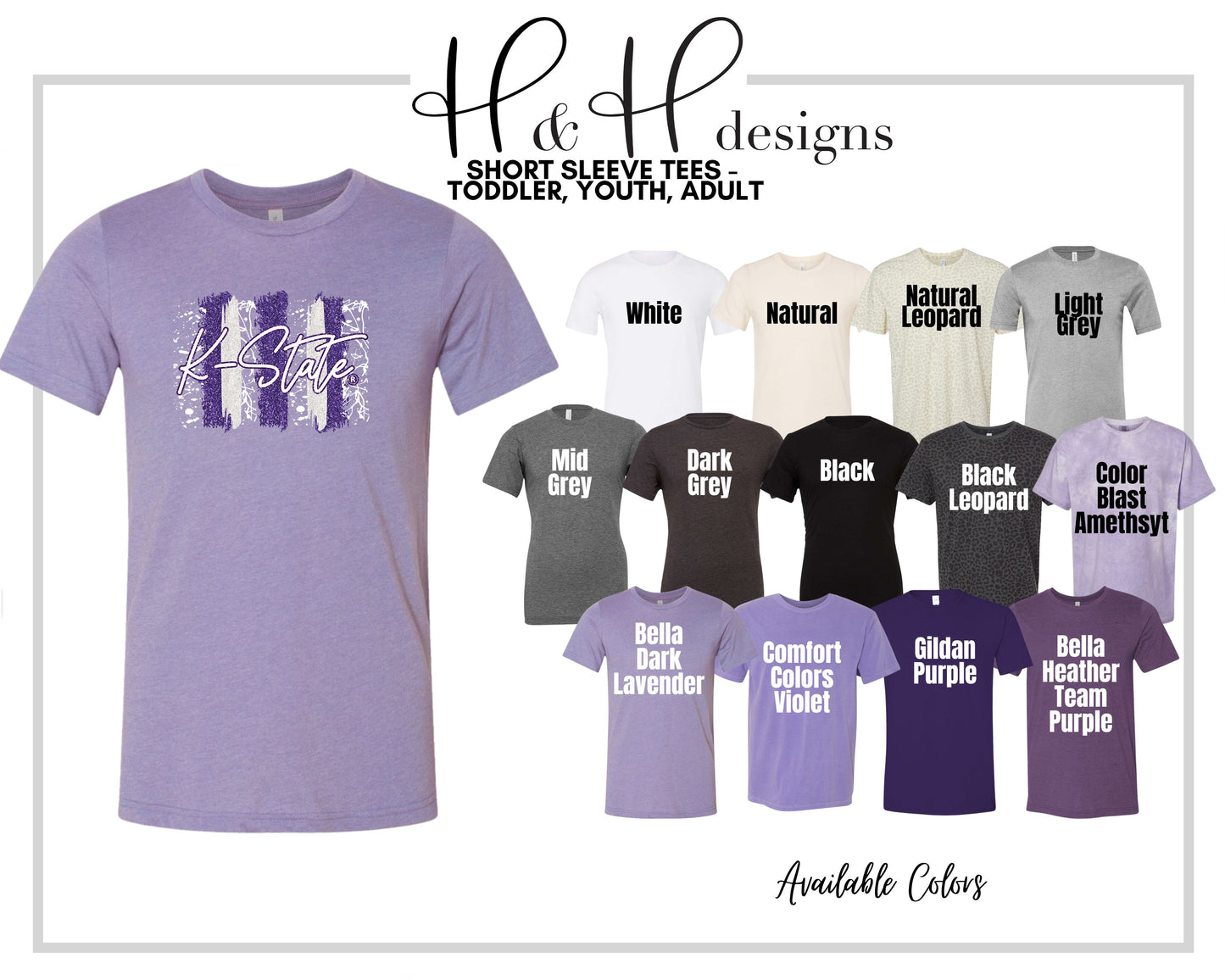 K-State Glitter Brushstroke ~ HHKSU116 ~ Licensed K-State Apparel