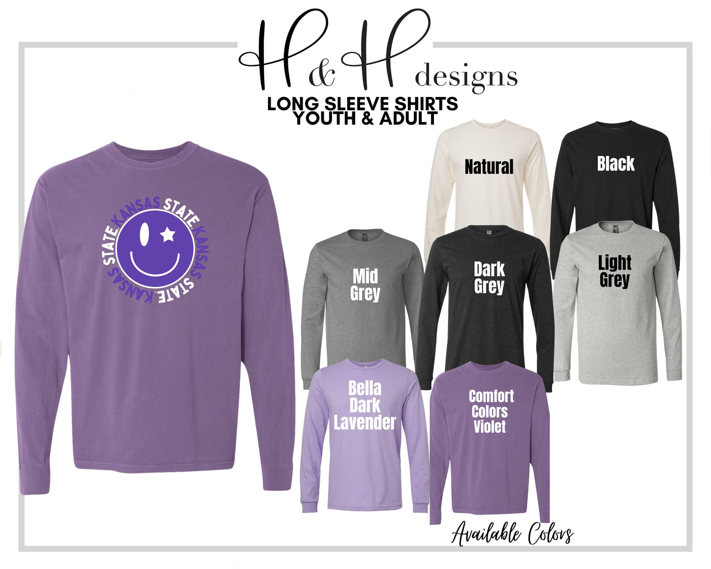 Kansas State Smiley ~ HHKSU126 ~ Licensed K-State Apparel