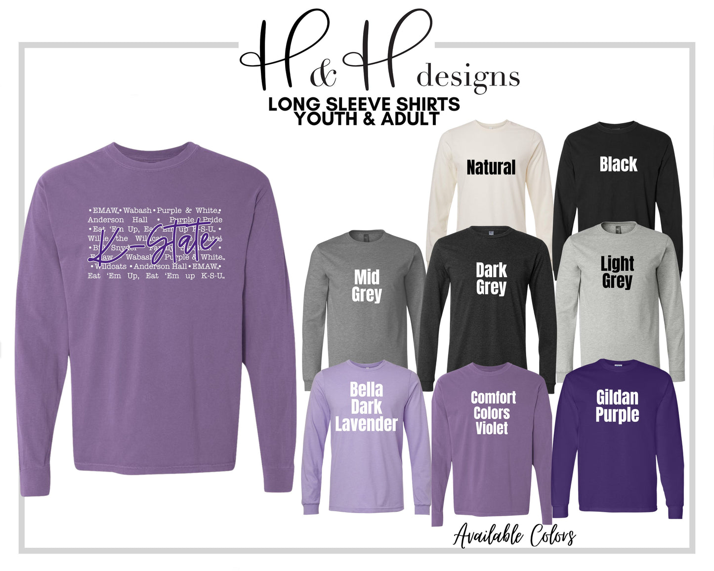 K-State Typography ~ HHKSU146  ~ Licensed K-State Apparel