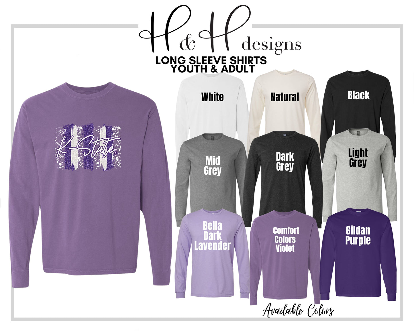 K-State Glitter Brushstroke ~ HHKSU116 ~ Licensed K-State Apparel