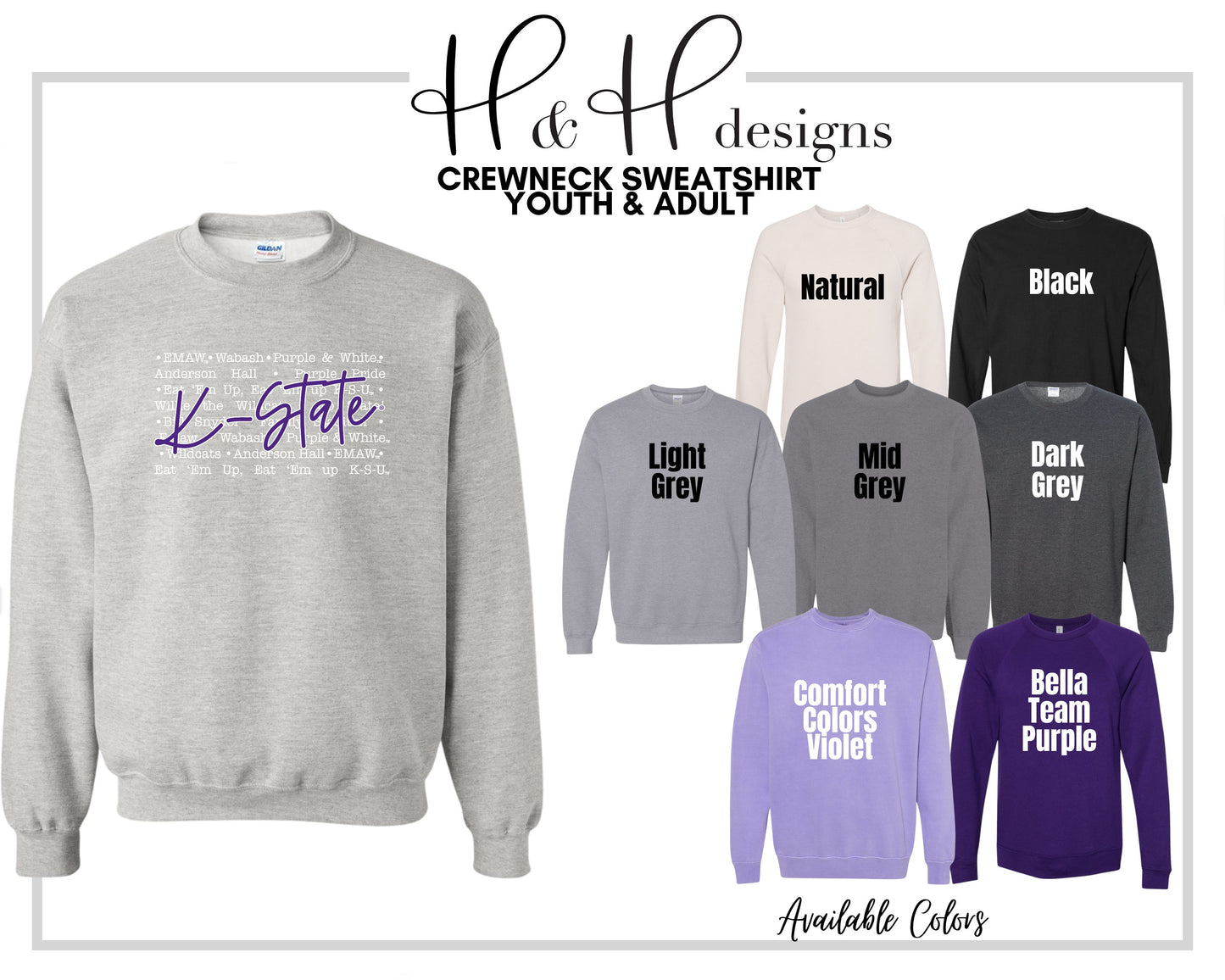 K-State Typography ~ HHKSU146  ~ Licensed K-State Apparel