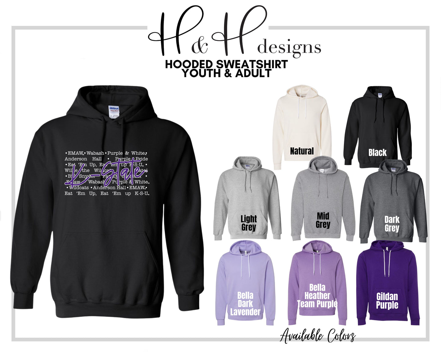 K-State Typography ~ HHKSU146  ~ Licensed K-State Apparel