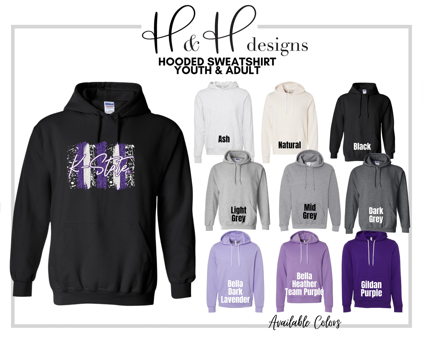 K-State Glitter Brushstroke ~ HHKSU116 ~ Licensed K-State Apparel