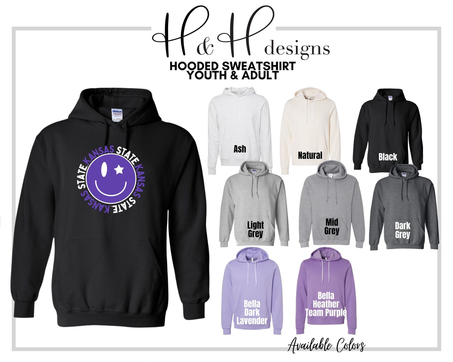 Kansas State Smiley ~ HHKSU126 ~ Licensed K-State Apparel