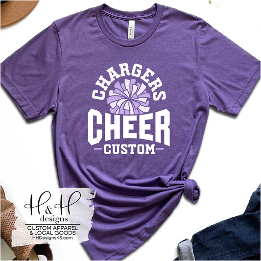 Chargers Cheer with Custom Name MOM GRANDMA DAD- Topeka West Cheer Fundraiser