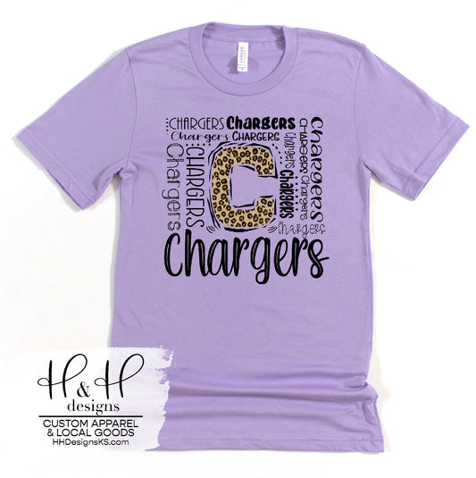 Chargers Leopard Typography - Topeka West Cheer Fundraiser