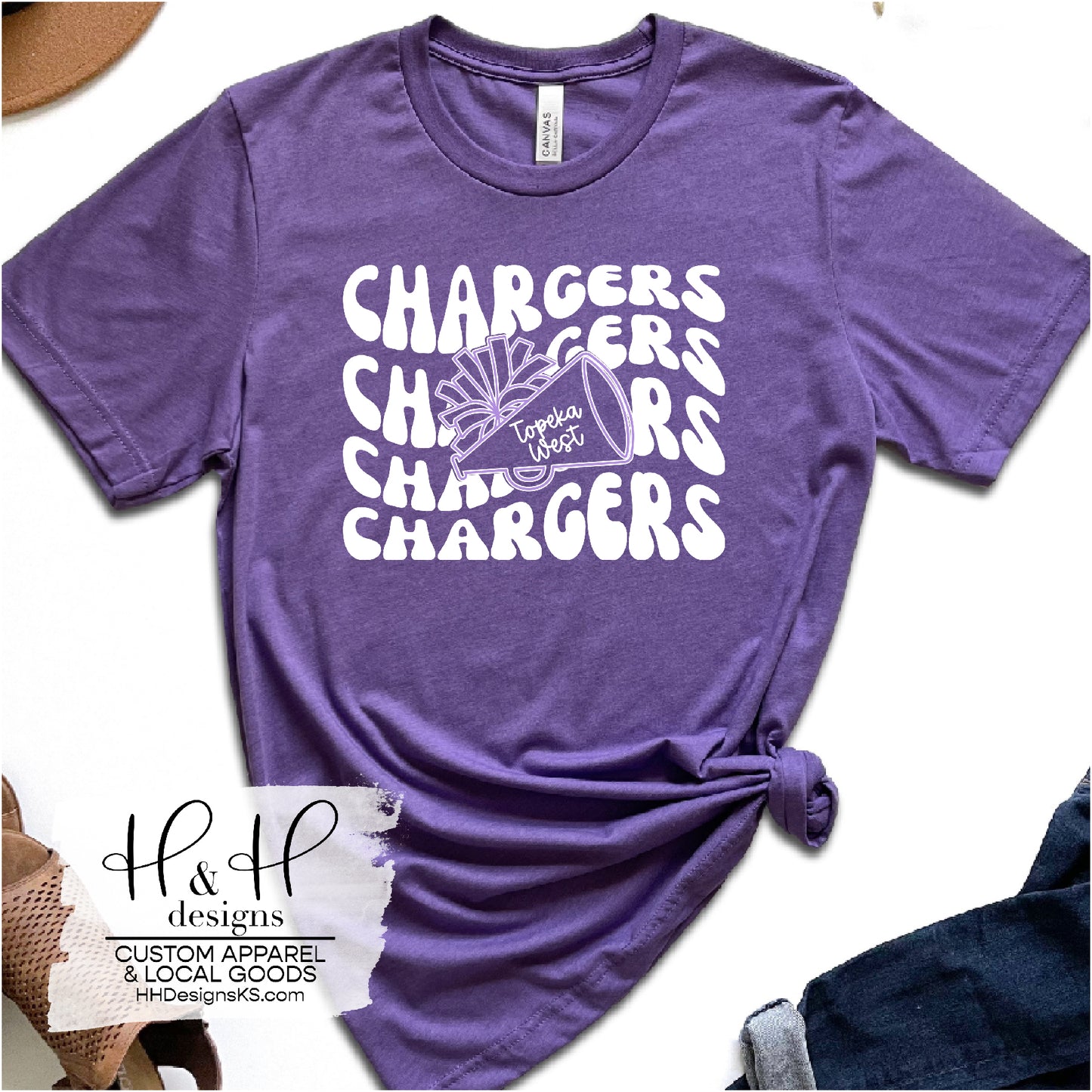 Chargers Cheer Retro Wavy - Topeka West Cheer Fundraiser