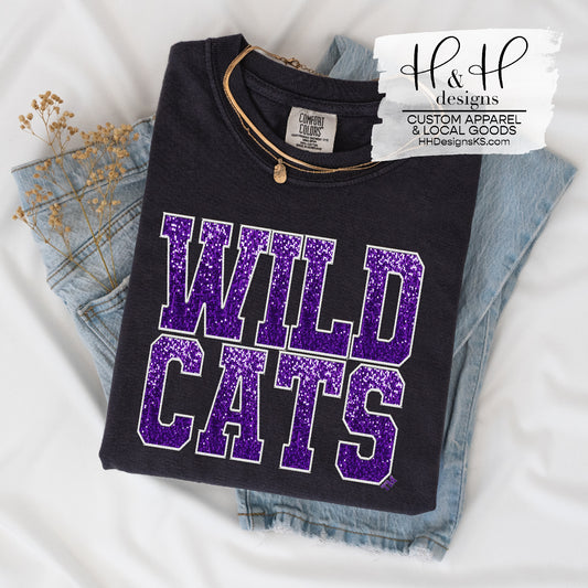 Wildcats Faux Sequin Patches ~ HHKSU129  ~ Licensed Apparel