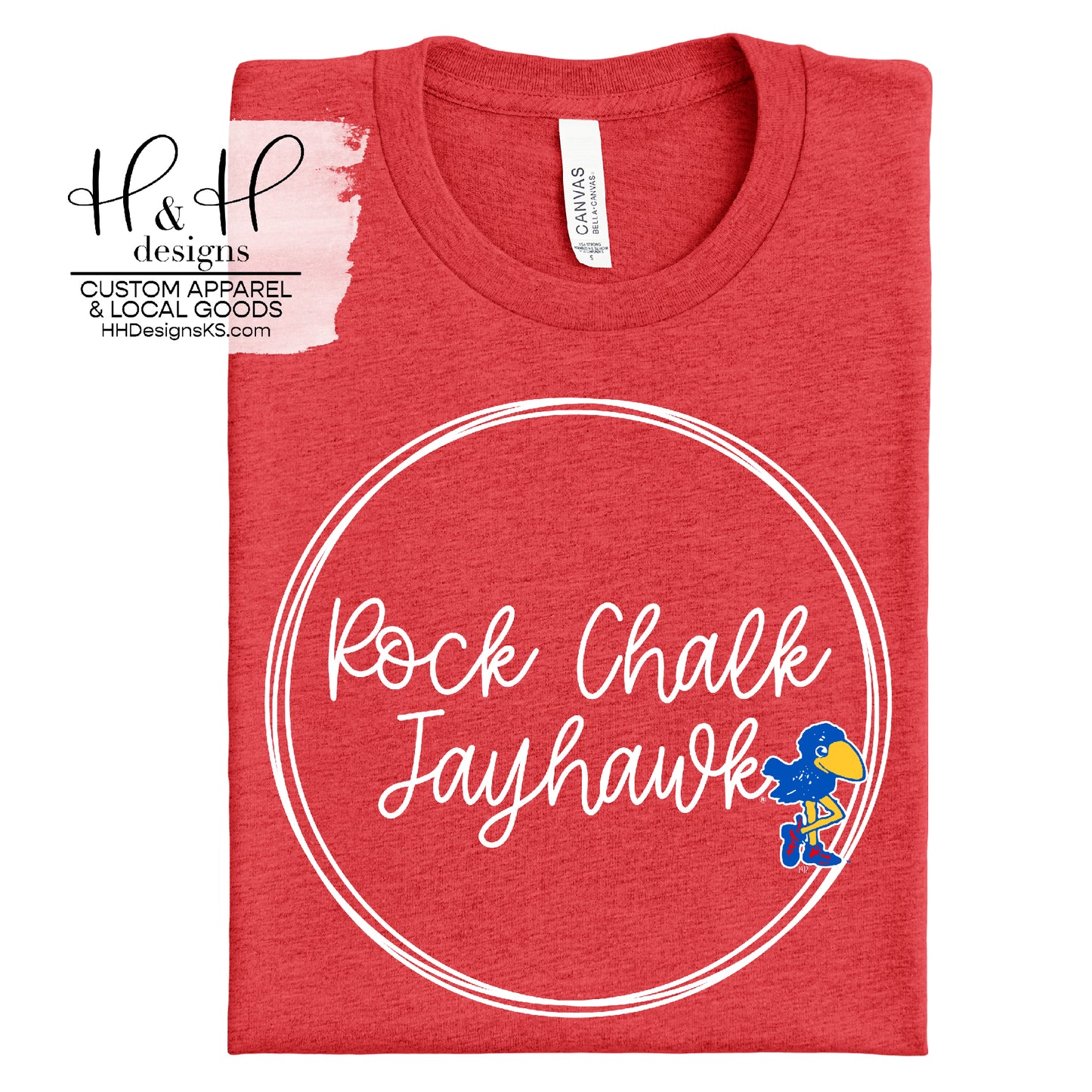 Rock Chalk Jayhawk Hand Lettered Round Script  ~ Licensed Apparel ~ HHKU138