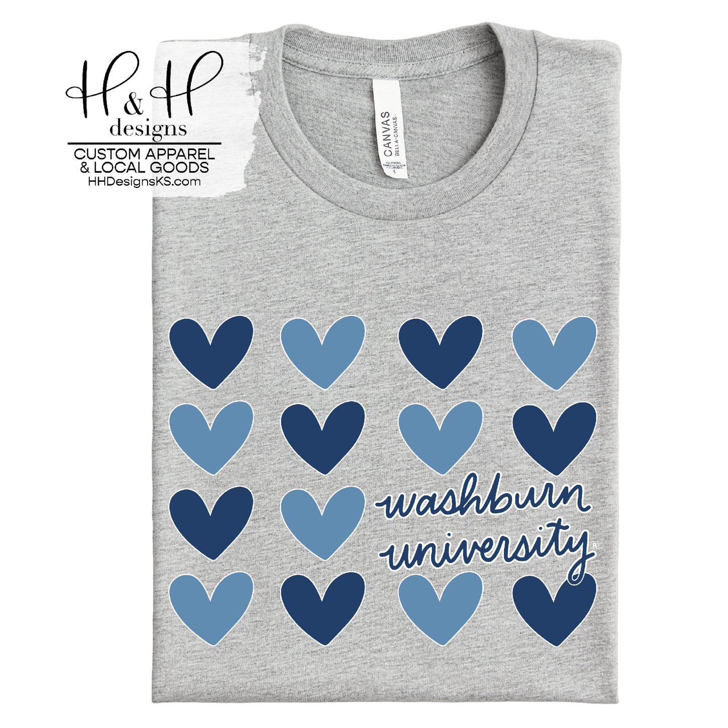 Washburn University Repeat Hearts ~ HHWU120 ~ Licensed Apparel