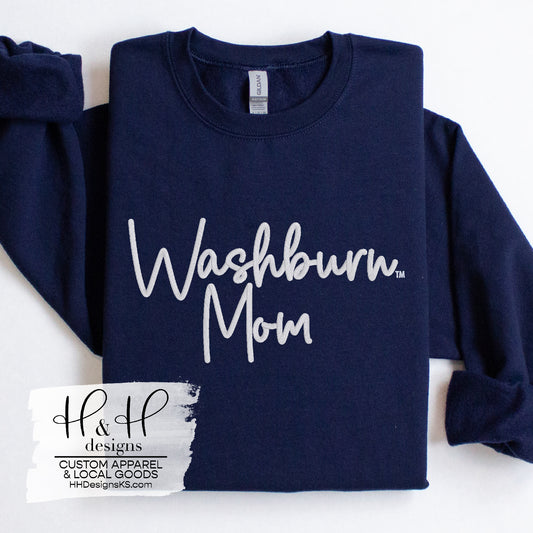 Washburn Mom PUFF Script ~ Embroidery ~ University Licensed ~ HHWU173