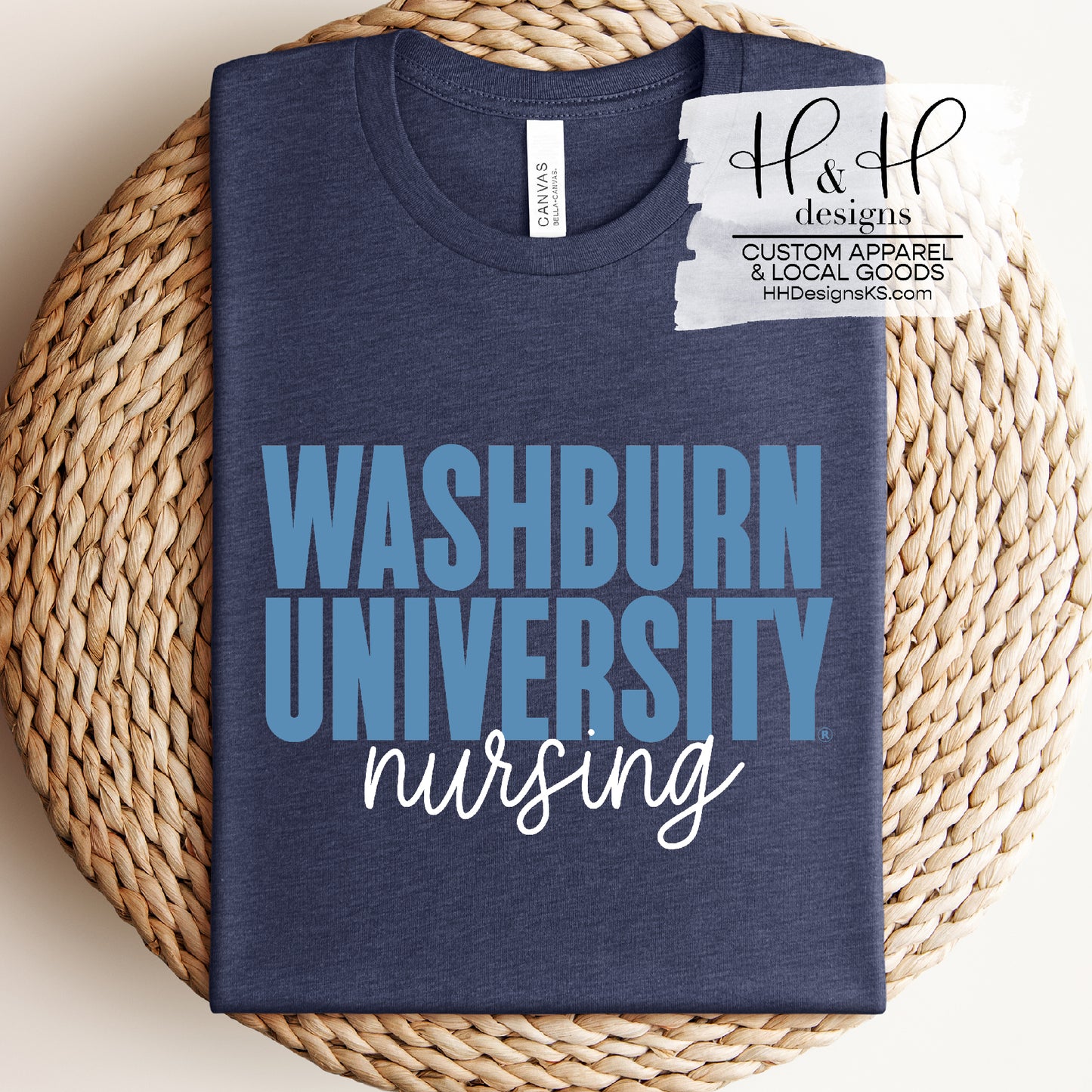 Washburn University Nursing Block Script  ~ Licensed Apparel ~ HHWU174