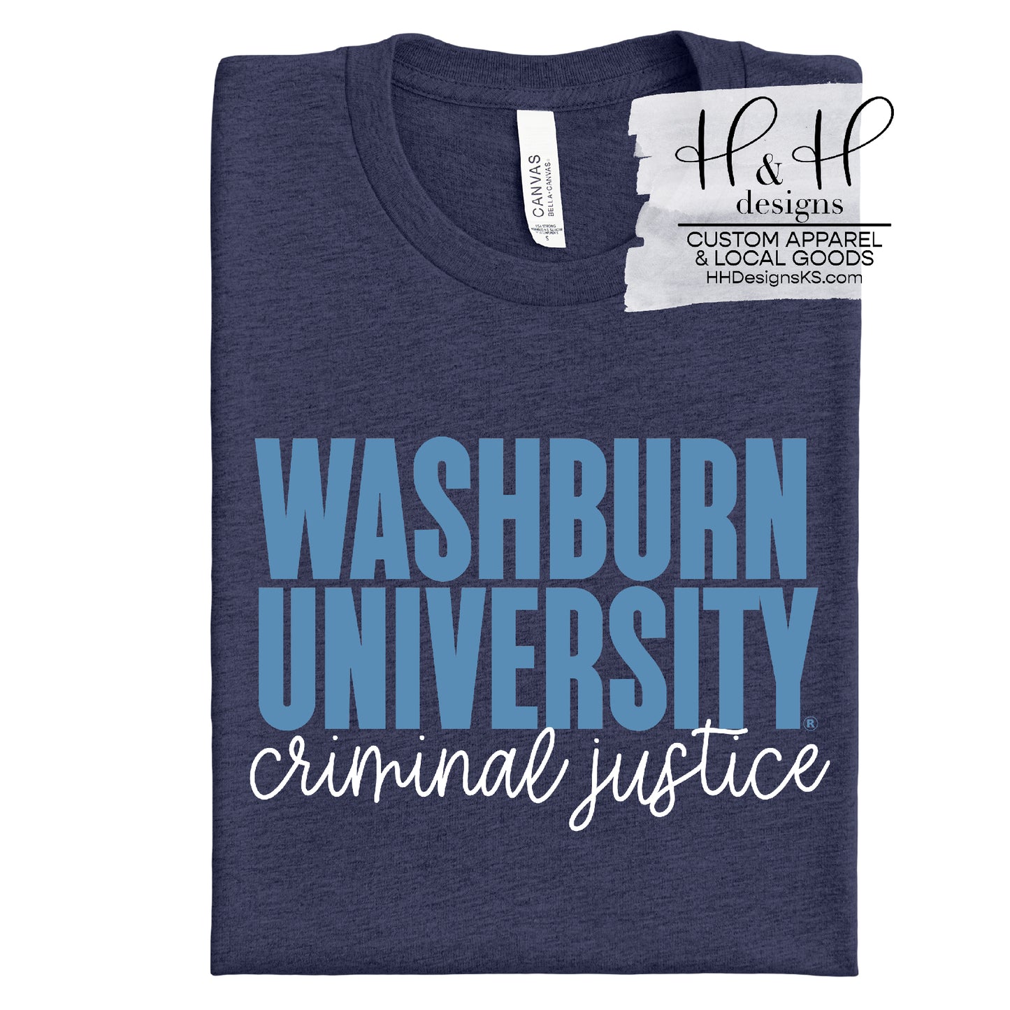 Washburn University Criminal Justice Block Script  ~ Licensed Apparel ~ HHWU179