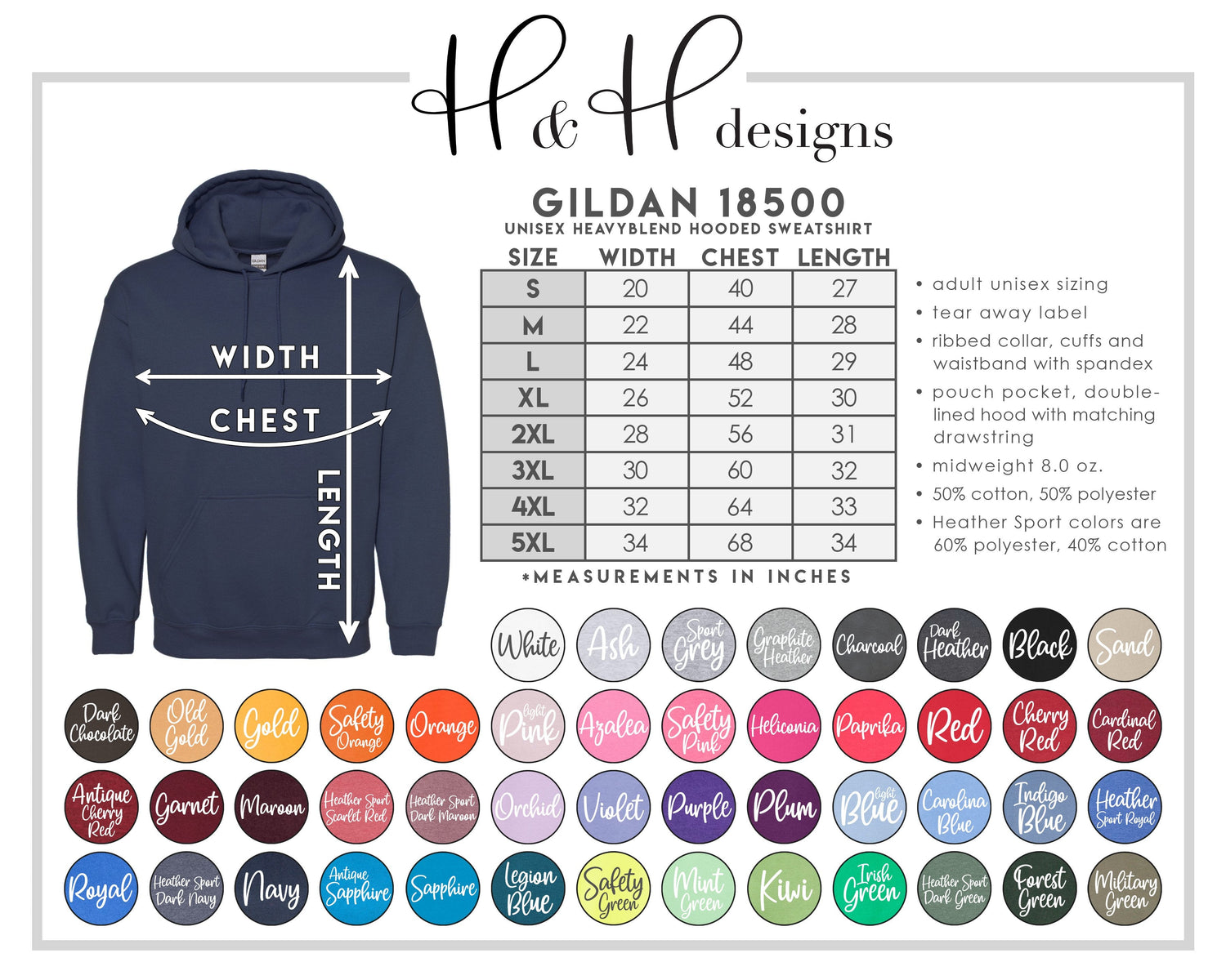Gildan 18500 Size Chart Gildan Sweatshirt Size Chart Gildan Heavy