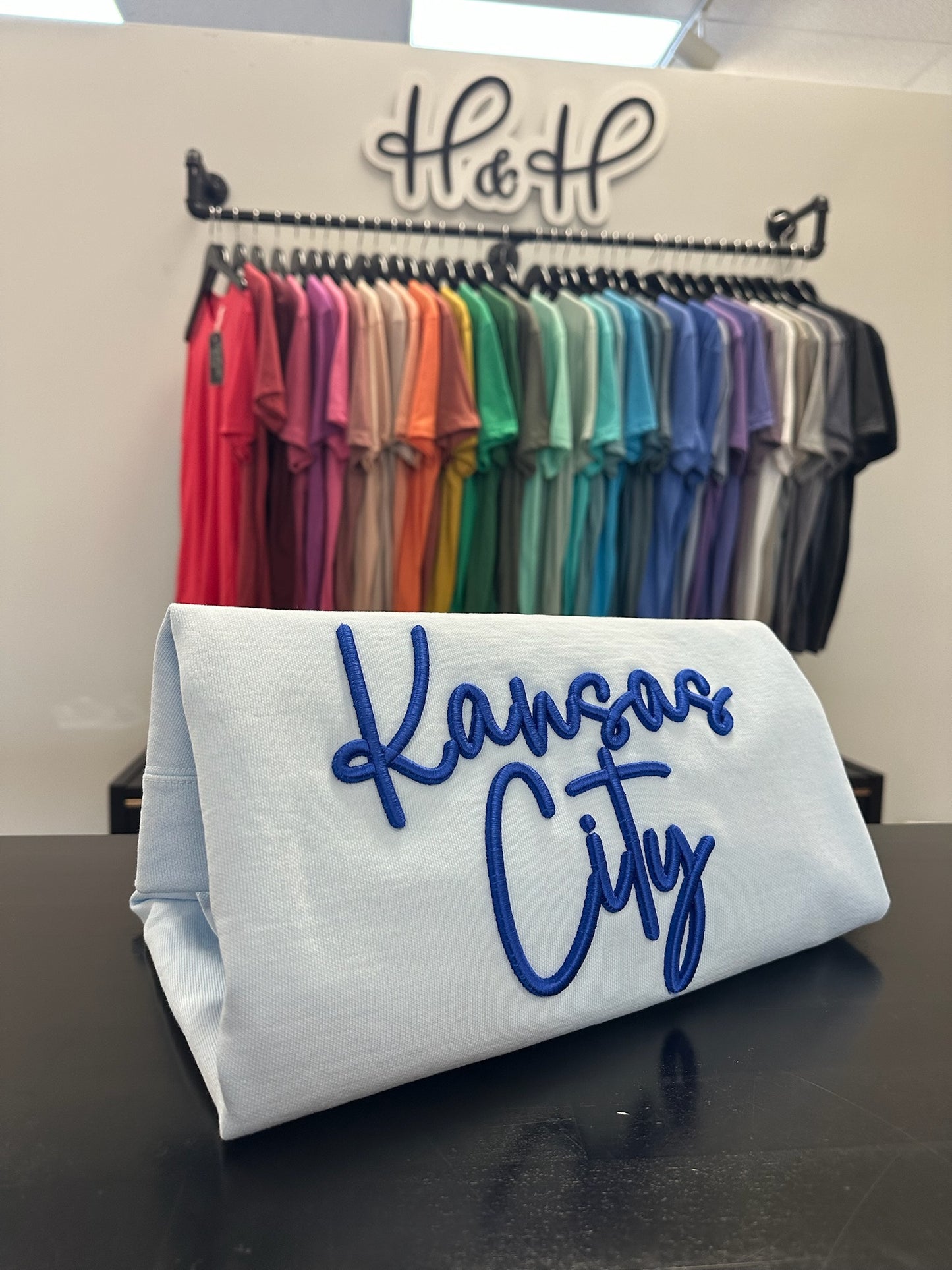 Kansas City Puff Script - 3D  Embroidery