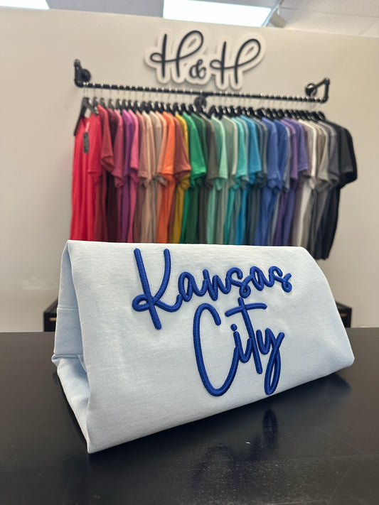 Kansas City Puff Script - 3D  Embroidery