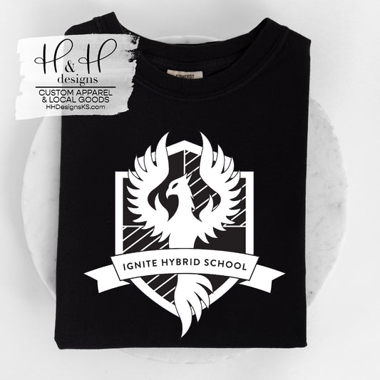 Ignite Crest Black Bella+Canvas Tee  - Ignite Hybrid School