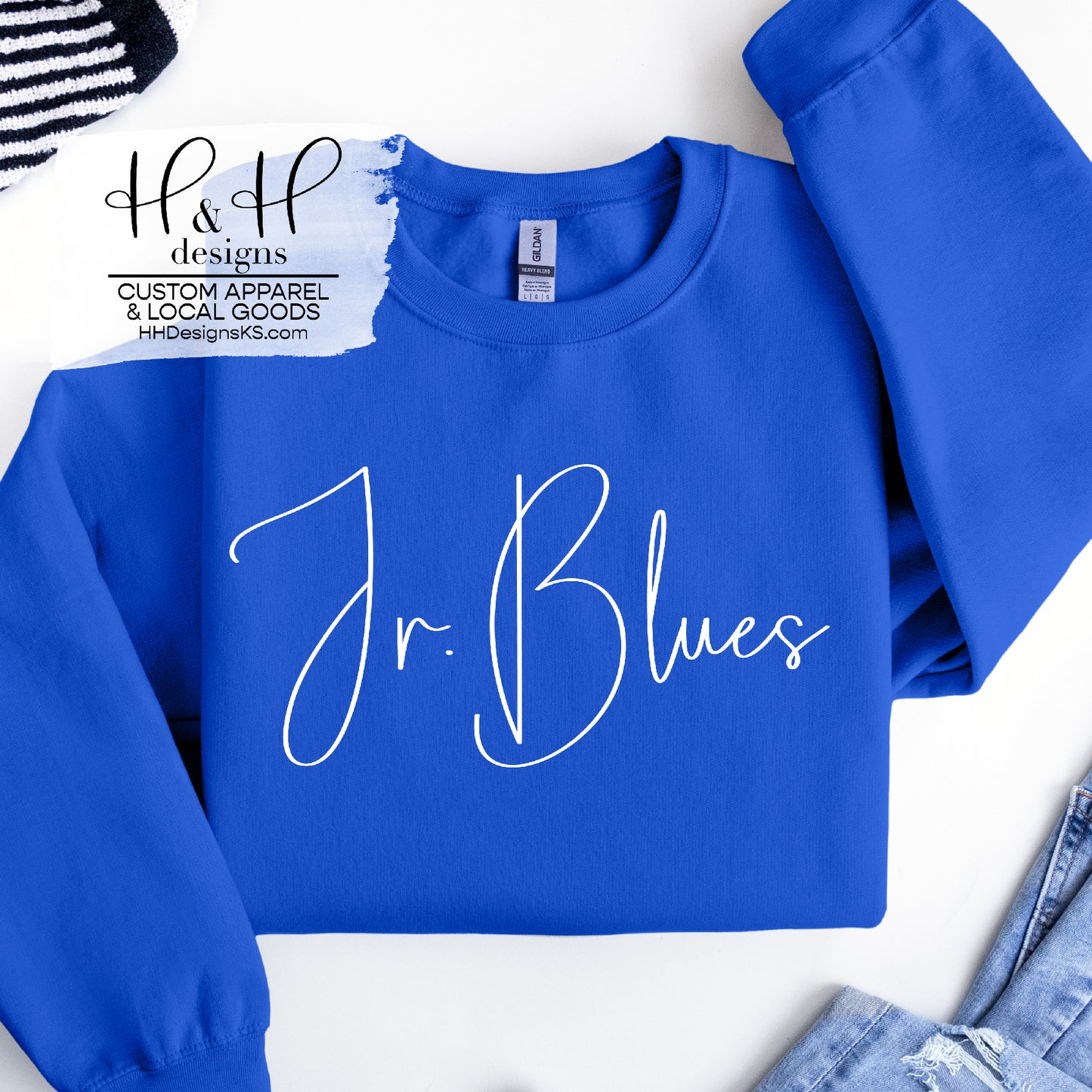 Jr. Blues Swirly Script