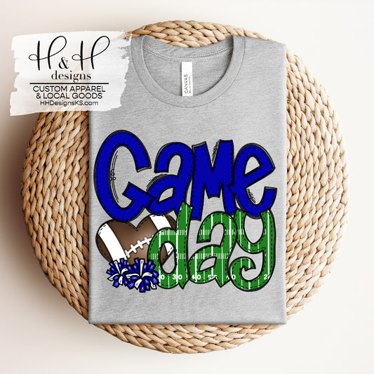 Royal Game Day Doodle Letters with Heart