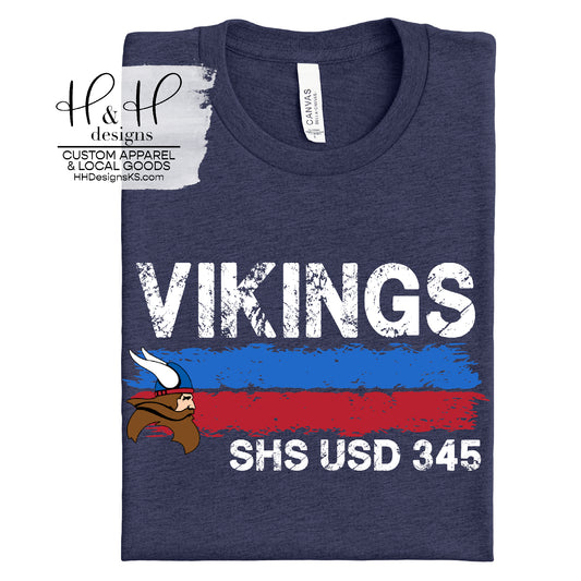 Vikings Distressed Lines -  SHS Spirit Club Fundraiser for H&H Pickup or shipping