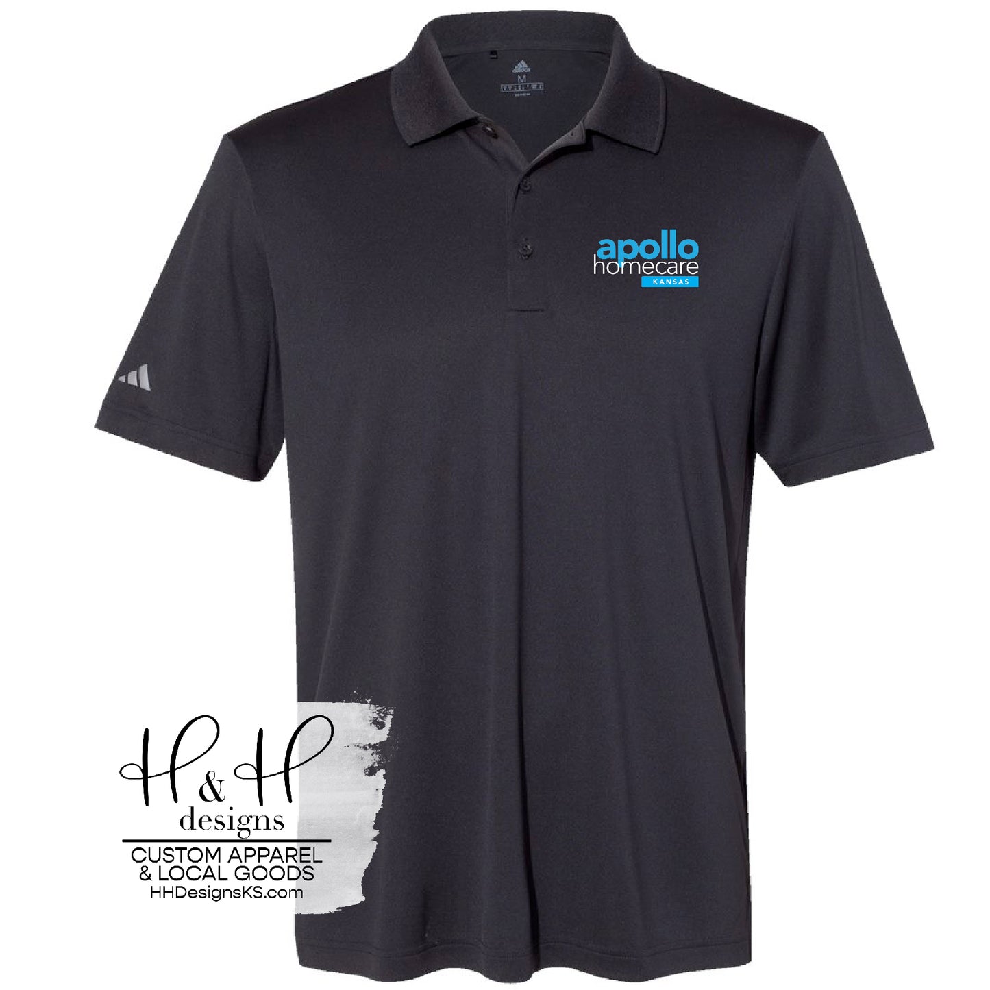 Apollo Adidas Polo- White and blue pocket logo