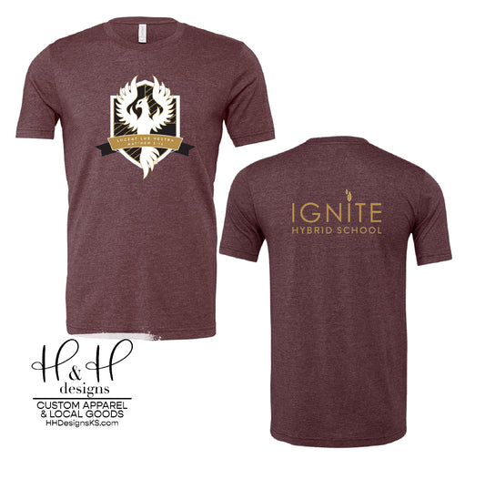 Ignite Heather Maroon Bella+Canvas Tee  - Ignite Hybrid School