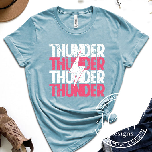 Pink & White Thunder Distressed Stack - Topeka Thunder